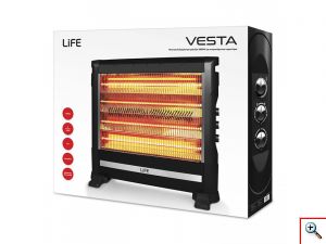 Ηλεκτρική Σόμπα/Θερμάστρα Χαλαζία 2800W με Θερμοστάτη, Ανεμιστήρα και Υγραντήρα Life Vesta