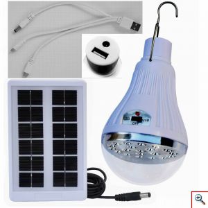 Ηλιακός Επαναφορτιζόμενος LED Λαμπτήρας - Power Bank με Ηλιακό Πάνελ - Μπαταρία 800mAh & Καλώδιο 3 σε 1 USB σε MicroUSB - USBMini - DC Power Cable