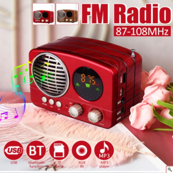 Retro Φορητό Επαναφορτιζόμενο Ραδιόφωνο Bluetooth USB SD Mp3 Player Recorder Meier M-163BT