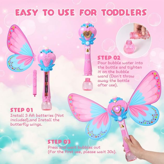 Μαγικό Ραβδί Πεταλούδα για Σαπουνόφουσκες με Μουσική & Φωτισμό LED