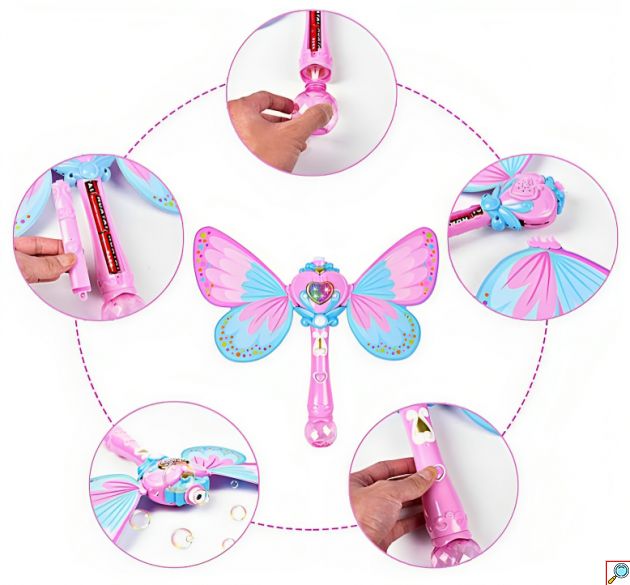 Μαγικό Ραβδί Πεταλούδα για Σαπουνόφουσκες με Μουσική & Φωτισμό LED