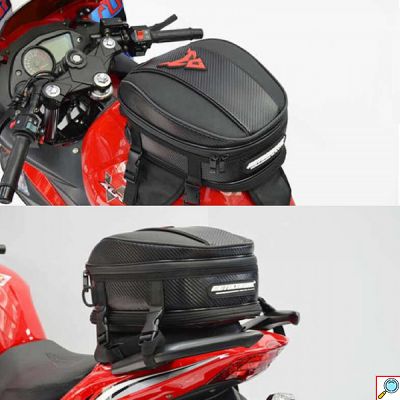 Carbon Υπερανθεκτική Αδιάβροχη 4 σε 1 Μαγνητική Τσάντα Κράνους, Χειρός, Ώμου & Σέλας Tank Bag Motocentric® σε Διάφορα Χρώματα