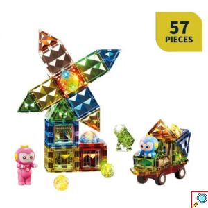 Μαγνητικά Διαφανή Τουβλάκια 57τμχ Light Magnetic Blocks με LED Φωτισμό