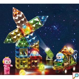 Μαγνητικά Διαφανή Τουβλάκια 57τμχ Light Magnetic Blocks με LED Φωτισμό
