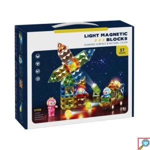 Μαγνητικά Διαφανή Τουβλάκια 57τμχ Light Magnetic Blocks με LED Φωτισμό