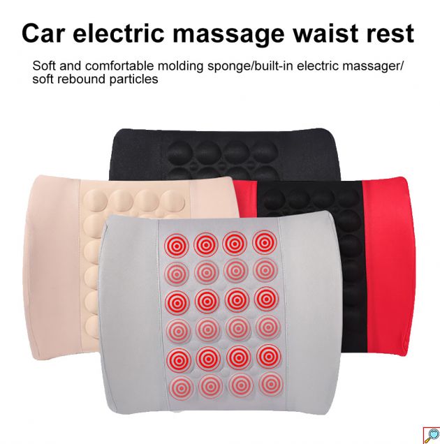 Μαξιλάρι Ηλεκτρικού Μασάζ Υποστήριξης Μέσης Αυτοκινήτου Μαύρο - Κόκκινο