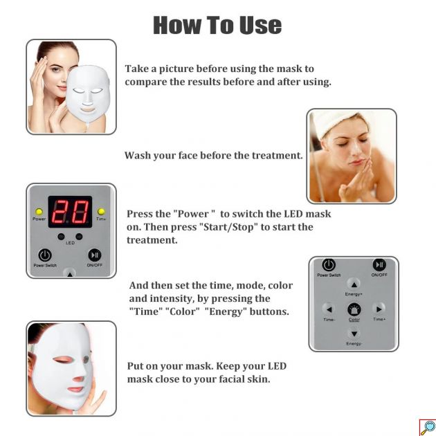 Μάσκα Φωτοθεραπείας Αναζωογόνησης Προσώπου - Λαιμού Αντιγήρανσης και Κατά των Ρυτίδων - LED