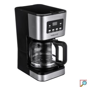 Μαύρη Προγραμματιζόμενη Καφετιέρα Φίλτρου Γαλλικού Καφέ 950W Χωρητικότητας 1.5L Sokany CM-121E