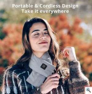 MDHL® Ηλεκτρικό Θερμαινόμενο Κασκόλ Βελούδινο με 3 Ρυθμίσεις Θερμοκρασίας Aδιάβροχο Επαναφορτιζόμενο 5W USB & Power Bank - Winter Electric Warming Scarf 8064