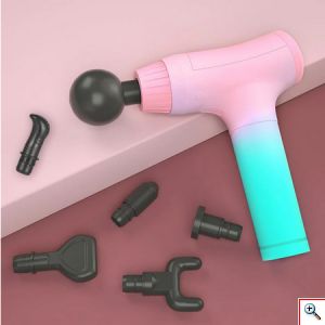 MDHL Επαναφορτιζόμενη Συσκευή Μασάζ με 6 Κεφαλές & 30 Ταχύτητες & Οθόνη LCD - Fascial Massage Gun 7016 - Ροζ