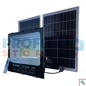 Μεγάλος Ηλιακός Προβολέας LED, 800W, Αδιάβροχος IP67 με 2 Φωτοβολταϊκά Πάνελ, με Τηλεχειριστήριο, Αισθητήρα Κίνησης & Χρονοδιακόπτη, RZ-800W