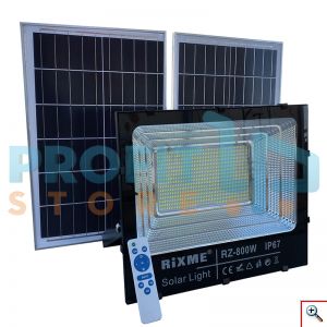 Μεγάλος Ηλιακός Προβολέας LED, 800W, Αδιάβροχος IP67 με 2 Φωτοβολταϊκά Πάνελ, με Τηλεχειριστήριο, Αισθητήρα Κίνησης & Χρονοδιακόπτη, RZ-800W