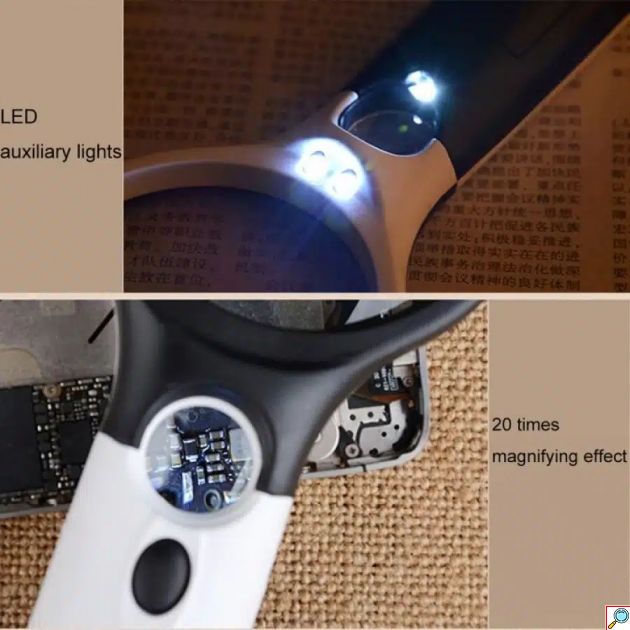 Μεγεθυντικός Φακός με Μπαταρίες και 3 Φώτα LED με Μεγέθυνση 3X & 45X