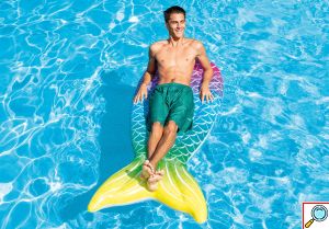 INTEX Φουσκωτό Στρώμα Θαλάσσης - Πισίνας Πολύχρωμη Ουρά Γοργόνας 178x71x18cm