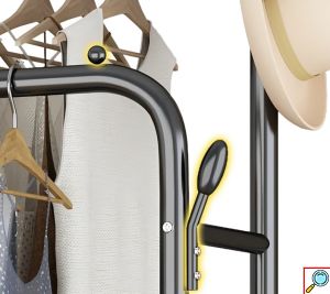 Μεταλλική Διπλή Κρεμάστρα - Καλόγερος - Παπουτσοθήκη Δαπέδου με 2 Ράφια - 110 x 33 x 150cm