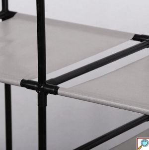 Μεταλλική Τριπλή Κρεμάστρα - Παπουτσοθήκη Δαπέδου με 8 Ράφια - Βεστιάριο - Γκαρνταρόμπα 162 x 43 x 175 cm Μαύρο