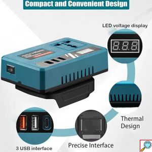 Μετατροπέας Ισχύος 120W DC 18–21V σε AC 220V για Μπαταρίες Λιθίου με USB