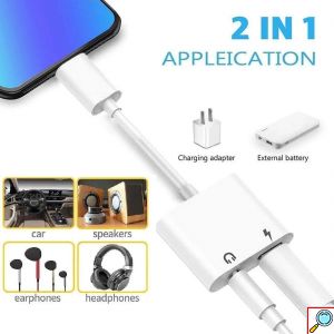 Καλώδιο - Μετατροπέας Lightning Bluetooth σε 3.5mm Headphones Jack & Υποδοχή Lightning - Λευκό