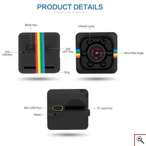 Μικροσκοπική Action Κάμερα Παρακολούθησης με Νυχτερινή Λήψη, Φακό 140°, Full HD 1080p, 12 Megapixel, Μικρόφωνο & Αισθητήρα Κίνησης, Mini DV SQ11 OEM