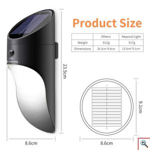 Mini Αδιάβροχος Ηλιακός Προβολέας Solar LED με Αισθητήρα Κίνησης, Αισθητήρα Φωτός & 2 Λειτουργίες Φωτισμού Μαύρο