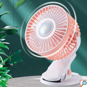 Μίνι Φορητός Επαναφορτιζόμενος Επιτραπέζιος Ανεμιστήρας USB 14cm με 3 Ταχύτητες - COB LED & Βάση Στήριξης με Κλίπ σε Διάφορα Χρώματα