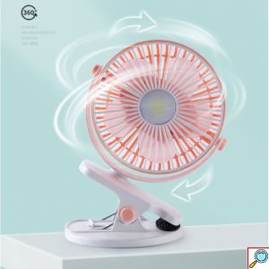 Μίνι Φορητός Επαναφορτιζόμενος Επιτραπέζιος Ανεμιστήρας USB 14cm με 3 Ταχύτητες - COB LED & Βάση Στήριξης με Κλίπ σε Διάφορα Χρώματα