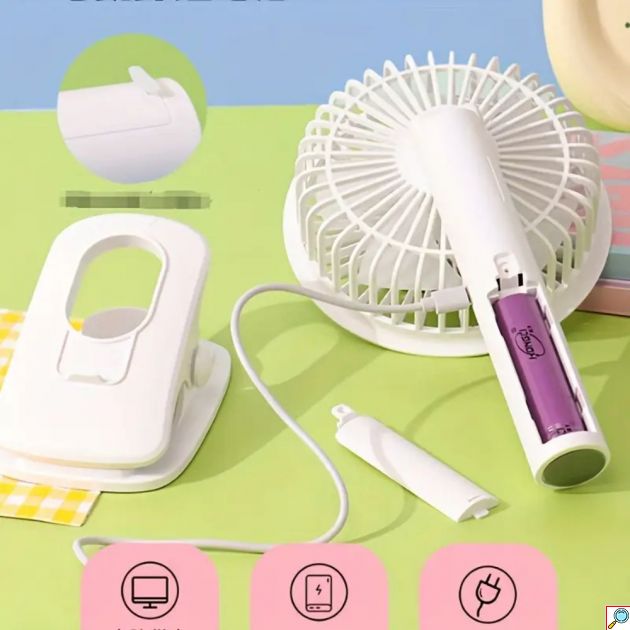 Mini Ανεμιστήρας USB με Κλιπ και LED Φωτισμό Diandi Επαναφορτιζόμενος
