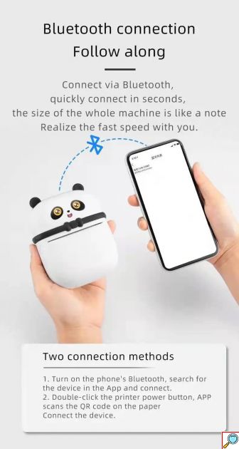 Mini Ασπρόμαυρος Φορητός Εκτυπωτής – Θερμική ασπρόμαυρη Εκτύπωση Χωρίς Μελάνι – 200DPI – 1000 mAh Μπαταρία Λιθίου – Φόρτιση με καλώδιο MicroUSB 