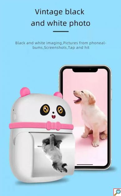 Mini Ασπρόμαυρος Φορητός Εκτυπωτής – Θερμική ασπρόμαυρη Εκτύπωση Χωρίς Μελάνι – 200DPI – 1000 mAh Μπαταρία Λιθίου – Φόρτιση με καλώδιο MicroUSB 