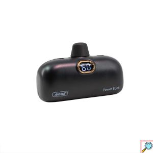 ANDOWL Mini Lightning Powerbank 6500mAh με Οθόνη Μπαταρίας – Μαύρο