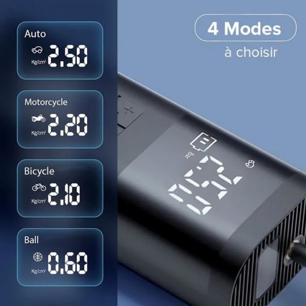 Μίνι Επαναφορτιζόμενο Κομπρεσέρ Αέρος 60W - Powerbank 4000 mAh και Φακός με Οθόνη Ψηφιακών Ενδείξεων Moxom