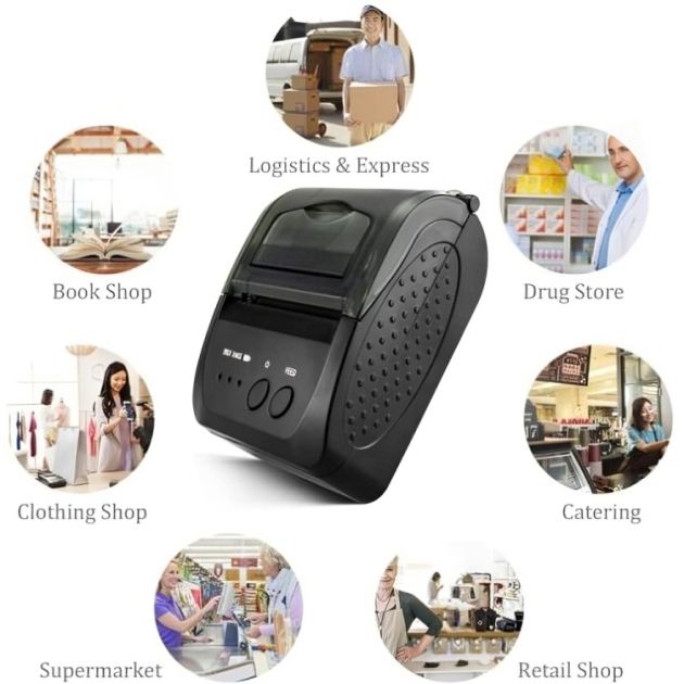 Mini Επαναφορτιζόμενος Bluetooth Θερμικός Εκτυπωτής Αποδείξεων 58mm - USB Android & iOS για Σύστημα POS
