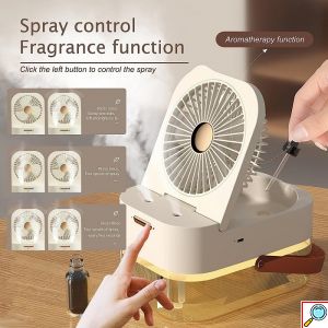 Μίνι Επαναφορτιζόμενος Φορητός Ανεμιστήρας - Υγραντήρας 6W με Φωτισμό LED και Τηλεχειριστήριο