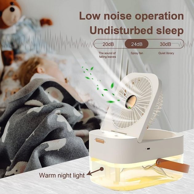 Μίνι Επαναφορτιζόμενος Φορητός Ανεμιστήρας - Υγραντήρας 6W με Φωτισμό LED και Τηλεχειριστήριο