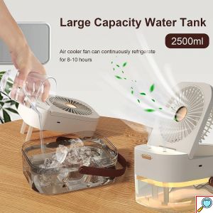 Μίνι Επαναφορτιζόμενος Φορητός Ανεμιστήρας - Υγραντήρας 6W με Φωτισμό LED και Τηλεχειριστήριο