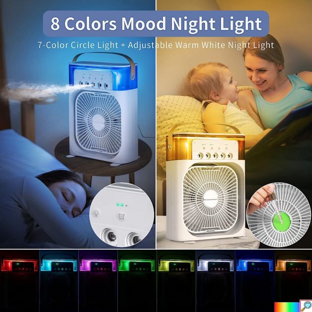 Mini Φορητό Κλιματιστικό - Ανεμιστήρας Ψύξης 10W με Spray Νερού, LED Φωτισμό, 3 Ταχύτητες Αέρα & 5 Οπές Ομίχλης