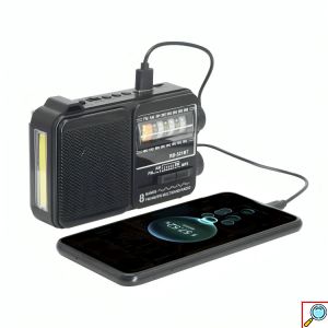 Mίνι Φορητό Ραδιόφωνο με Bluetooth, Δυνατότητας Φόρτισης USB και Φακό