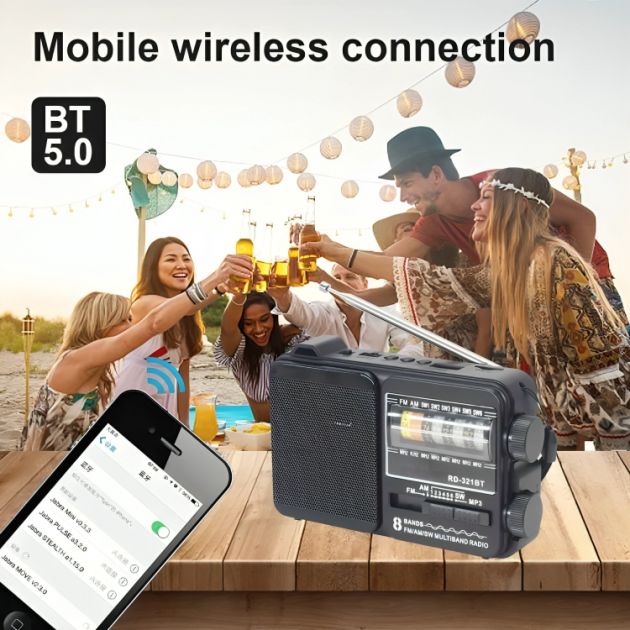 Mίνι Φορητό Ραδιόφωνο με Bluetooth, Δυνατότητας Φόρτισης USB και Φακό