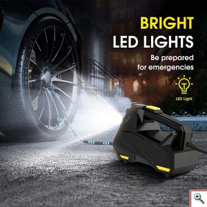 Mini Τρόμπα Έκτακτης Ανάγκης Αυτοκινήτου 150 PSI CarSun® με Φακό, Οθόνη Αφής για Ρύθμιση & Προβολή Πίεσης, Χειρολαβή, 12V Κομπρεσέρ Αέρος, C3012-1