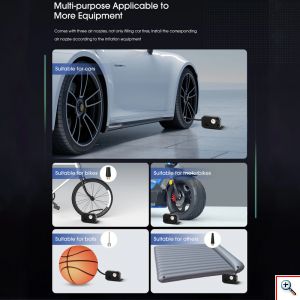 Mini Τρόμπα Έκτακτης Ανάγκης Αυτοκινήτου 150 PSI CarSun® με Φακό, Οθόνη Αφής για Ρύθμιση & Προβολή Πίεσης, Χειρολαβή, 12V Κομπρεσέρ Αέρος, C3012-1