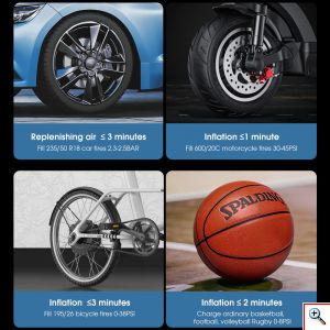 Mini Τρόμπα Έκτακτης Ανάγκης Αυτοκινήτου 150 PSI CarSun® με Φακό, Οθόνη Αφής για Ρύθμιση & Προβολή Πίεσης, Χειρολαβή, 12V Κομπρεσέρ Αέρος, C3012-1