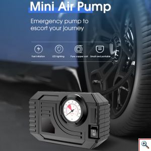 Mini Τρόμπα Έκτακτης Ανάγκης Αυτοκινήτου 150 PSI CarSun® με Φακό, Οθόνη Αφής για Ρύθμιση & Προβολή Πίεσης, Χειρολαβή, 12V Κομπρεσέρ Αέρος, C3012-1