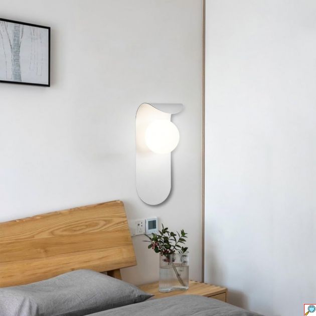 Μοντέρνο Μεταλλικό Επιτοίχιο Φωτιστικό Σφαίρα 10W σε Λευκό Χρώμα G9 