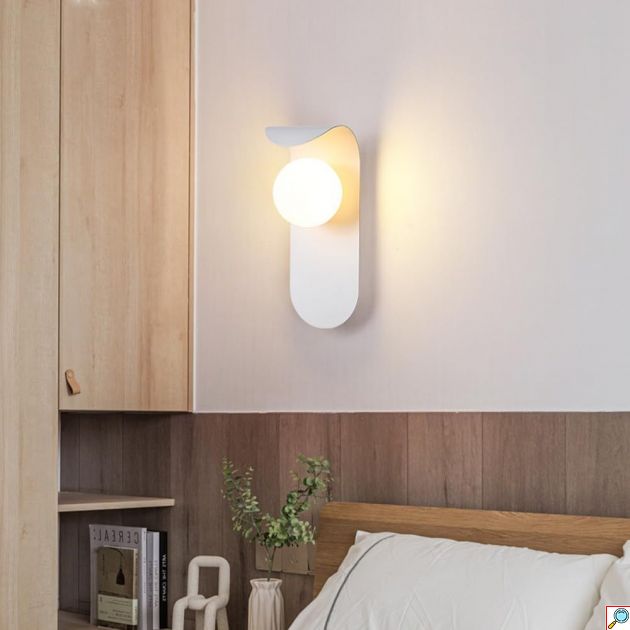 Μοντέρνο Μεταλλικό Επιτοίχιο Φωτιστικό Σφαίρα 10W σε Λευκό Χρώμα G9 