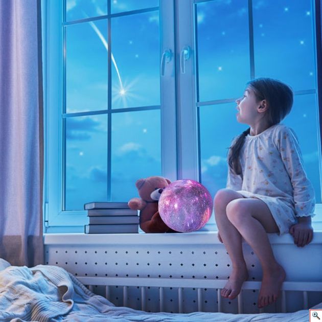 Πολύχρωμο USB Φωτιστικό Γαλαξίας - Πλανήτης RGB LED 16 Χρωμάτων με Ξύλινη Βάση & Χειριστήριο