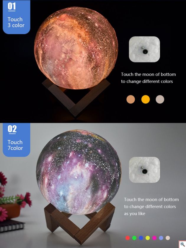 Πολύχρωμο USB Φωτιστικό Γαλαξίας - Πλανήτης RGB LED 16 Χρωμάτων με Ξύλινη Βάση & Χειριστήριο