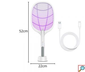  Ηλεκτρικό Eπαναφορτιζόμενο Εντομοκτόνο και Εντομοπαγίδα 2 σε 1 - Ρακέτα Κουνουπιών Μυγοσκοτώστρα