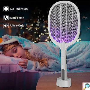  Ηλεκτρικό Eπαναφορτιζόμενο Εντομοκτόνο και Εντομοπαγίδα 2 σε 1 - Ρακέτα Κουνουπιών Μυγοσκοτώστρα