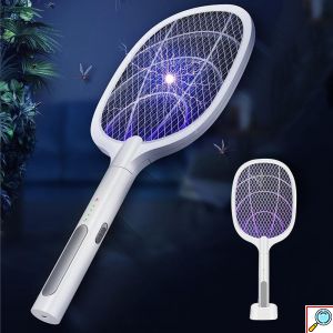  Ηλεκτρικό Eπαναφορτιζόμενο Εντομοκτόνο και Εντομοπαγίδα 2 σε 1 - Ρακέτα Κουνουπιών Μυγοσκοτώστρα