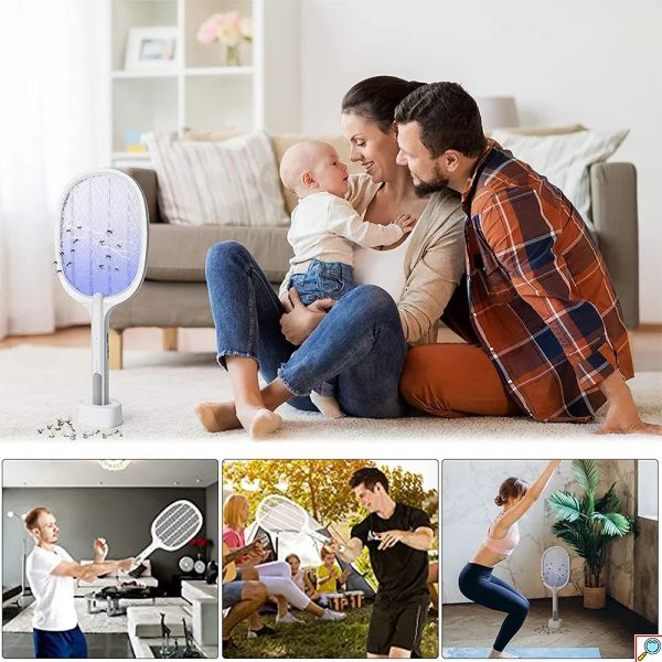  Ηλεκτρικό Eπαναφορτιζόμενο Εντομοκτόνο και Εντομοπαγίδα 2 σε 1 - Ρακέτα Κουνουπιών Μυγοσκοτώστρα